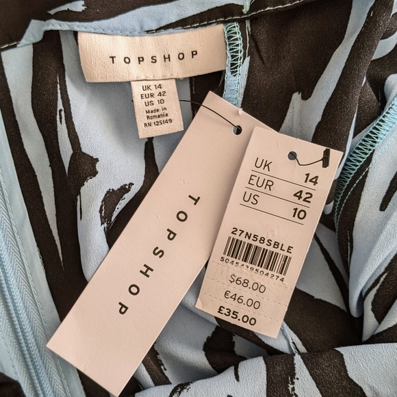 Topshop Skirt Sarong Style Overwrap Asymmetric Hem Zebra Print Blue Black 10 NWT - Picture 14 of 15